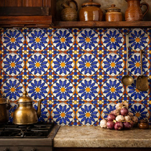 Geometrisch bloempatroon Azulejo Tegeltje