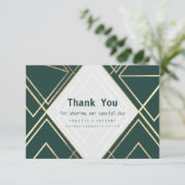 Geometrisch bos groen goud modern Dank u Bedankkaart (Staand voorkant)