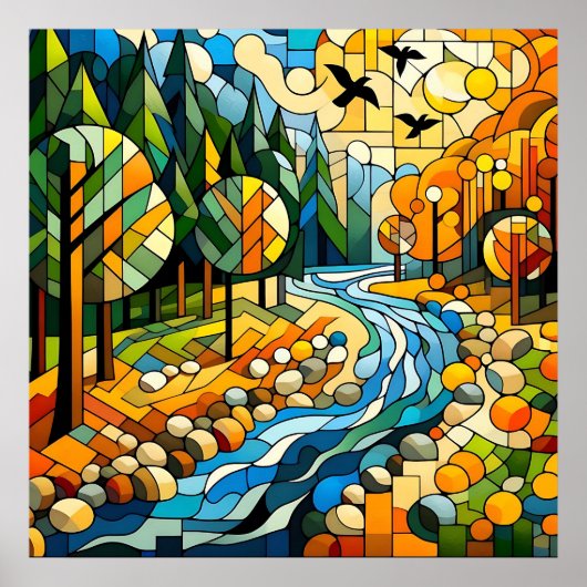 Geometrisch bos poster (Voorkant)