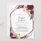 Geometrisch Bourgondisch Roze Bloemen Verrassingsf Kaart (Voorkant)