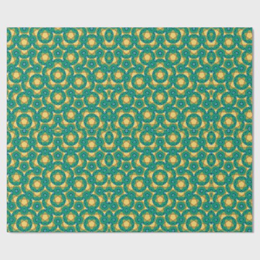 Geometrisch caleidoscopisch mandala smaragdgroen cadeaupapier (Vlak)