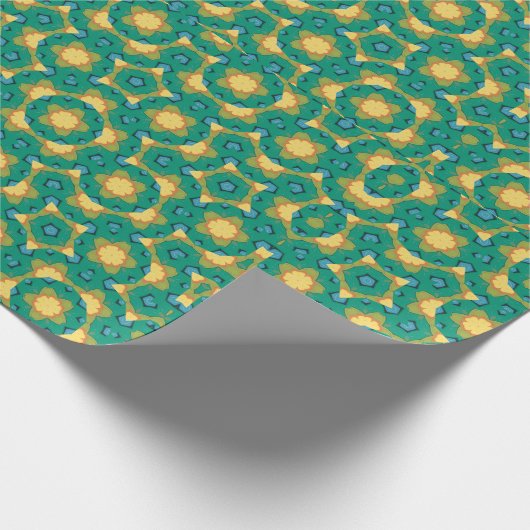 Geometrisch caleidoscopisch mandala smaragdgroen cadeaupapier (Hoek)