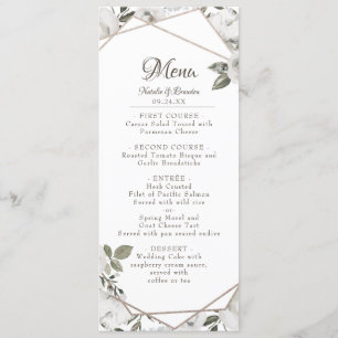 Geometrisch Cherish White Floral & Roos Gold Dinne Menu