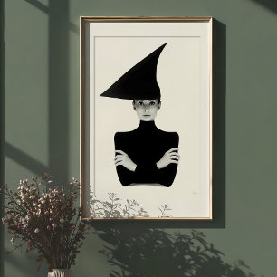 Geometrisch chique: monochroom elegantie portret poster