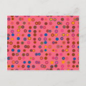 Geometrisch cirkelpatroon koraalroze bubblegum briefkaart (Voorkant)