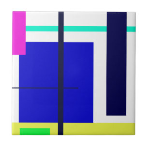 Geometrisch design Blauw vierkant Tegeltje