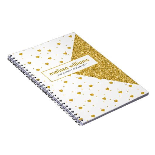 Geometrisch design en wit & goudhartpatroon notitieboek (Rechterzijde)