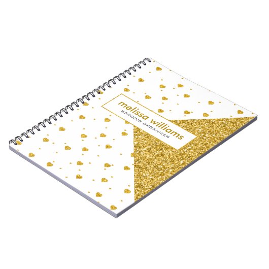 Geometrisch design en wit & goudhartpatroon notitieboek (Linkerzijde)