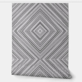 Geometrisch Diamantpatroon Grijs Zwart-Wit Behang