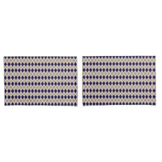 Geometrisch diamantpatroon in Navy Blue & Beige Kussensloop