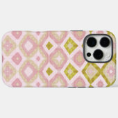 Geometrisch diamantpatroon in roze en olijfgroen Case-Mate iPhone case (Achterkant (horizontaal))