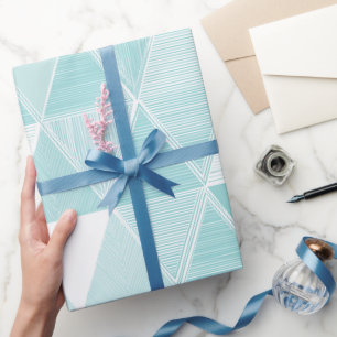 Geometrisch driehoekig cyan mint abstract patroon cadeaupapier