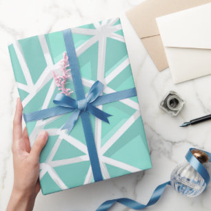 Geometrisch Driehoekig Cyan Mint Abstract Patroon Cadeaupapier