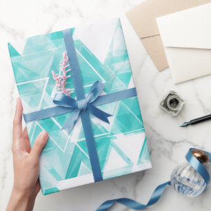 Geometrisch Driehoekig Cyan Mint Abstract Patroon Cadeaupapier