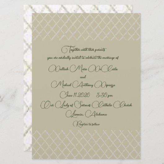 Geometrisch Ecru ontwerp bruiloft uitnodiging (Voorkant / Achterkant)