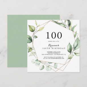 Geometrisch Elegant Goud Groen 100e Verjaardagsfee Kaart