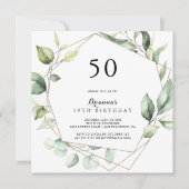 Geometrisch Elegant Goud Groen 50ste Verjaardagsfe Kaart (Voorkant)