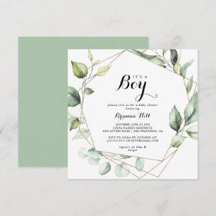 Geometrisch Elegant Goud Het is een Jongen Baby sh Kaart