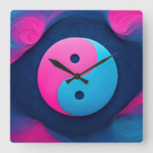 Geometrisch evenwicht: Levendig Yin Yang-patroon Vierkante Klok