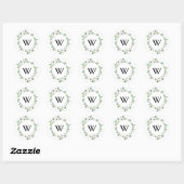 Geometrisch gebladerte monogram bruiloft envelop a ronde sticker (Vel)