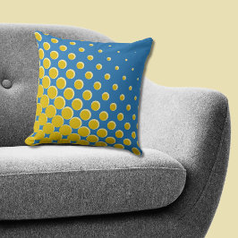 Geometrisch Geel Blauw Halftone Stippen Kussen
