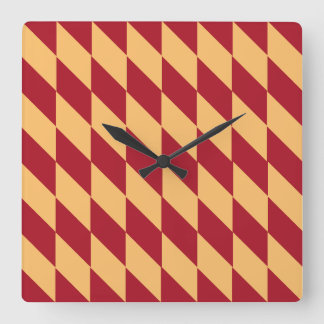Geometrisch geel en rood vierkante klok