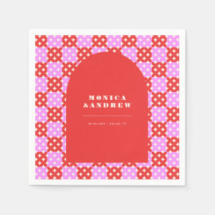 Geometrisch gemiddelde moderne Retro Rood- en Roze Servet