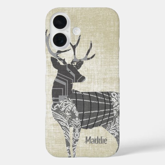 Geometrisch gepersonaliseerd Rustic Deer Abstract Case-Mate iPhone Case (Achterkant)
