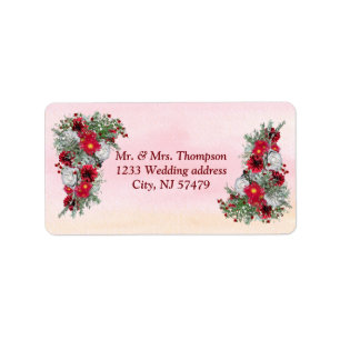 Geometrisch - Glitter Bourgogne bloemen Etiket