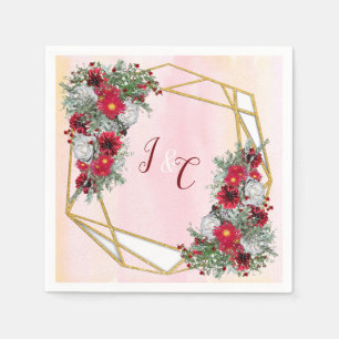 Geometrisch - Glitter Burgundy Bouquets Servet