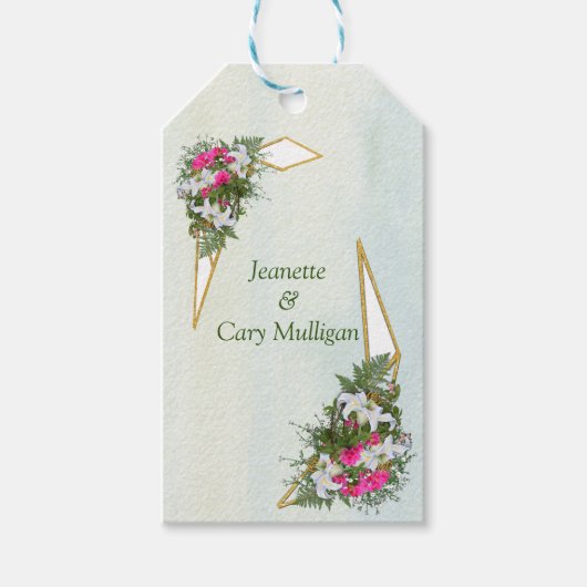 Geometrisch - Glitter Flower Bouquet Gift Label Cadeaulabel (Voorkant)