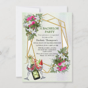 Geometrisch - Gold Glitter Lijst Bachelor-kaart
