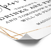 Geometrisch Gold Lijst Eucalyptus Open Bar Sign. Poster (Hoek)