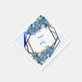 Geometrisch - Gold-Navy & Blauwe Bloem Boeketten Servet (Hoek)