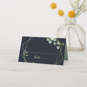 Geometrisch Goud Blauw Groen Bruiloft Plaats Kaart