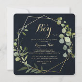 Geometrisch Goud Blauw Groen Het is een Jongen Bab Kaart (Voorkant)