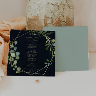 Geometrisch Goud Blauw Groen Kalligrafie Diner Menu