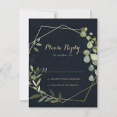 Geometrisch Goud Blauw Groen Kalligrafie RSVP Kaartje (Voorkant)