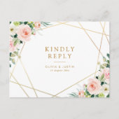 geometrisch goud & blozend bruiloft RSVP Briefkaart (Voorkant)