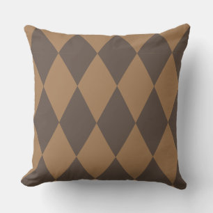 Geometrisch Goud en Beige Diamant Harlekijn Modern Kussen