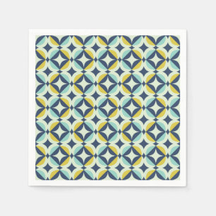 Geometrisch goud- en blauw patroon servet