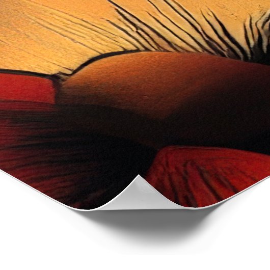 Geometrisch goud en rode bloemen deco poster (Hoek)