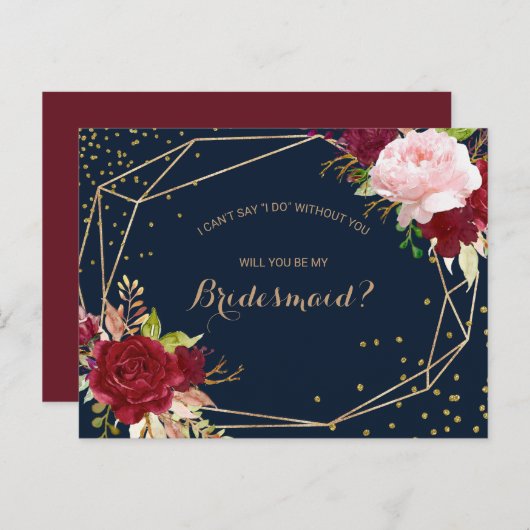 Geometrisch Goud Glitter en Rood Tropisch Bruidsme Uitnodiging Briefkaart (Voorkant / Achterkant)