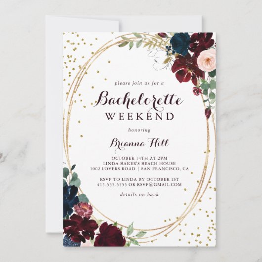 Geometrisch Goud Glitter Herfst Bachelorette Weeke Kaart (Voorkant)