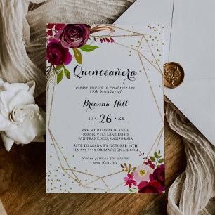Geometrisch goud Glitter Rustic Blush Quinceañera Kaart