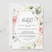 Geometrisch Goud Groen BabyQ Baby shower Barbecue Kaart (Voorkant)