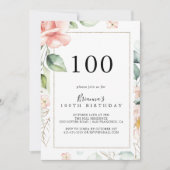 Geometrisch Goud Groen Bladgroen 100e Verjaardagsf Kaart (Voorkant)