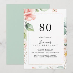 Geometrisch Goud Groen Bladgroen 80e Verjaardagsfe Kaart