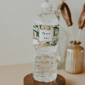 Geometrisch Goud Groen Bladgroen Bruiloft Waterfles Etiket