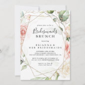 Geometrisch Goud Groen Bruidsmeisjes Brunch Douche Kaart (Voorkant)